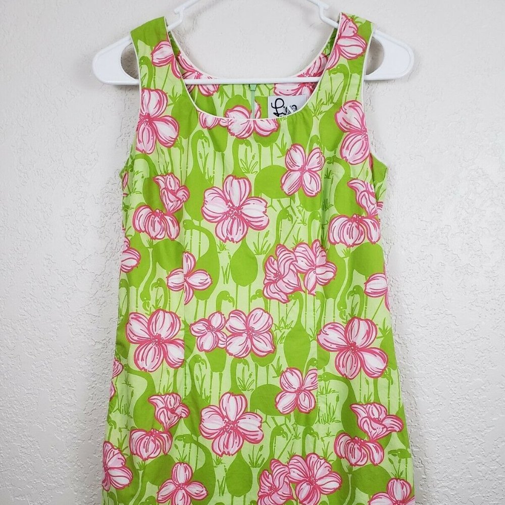 Lilly Pulitzer Floral Green Pink Cotton Sleeveless